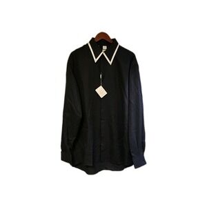 Mens Angelino Italy Dress Shirt Black Diamond 100% Silk Size 56 NOS Vintage